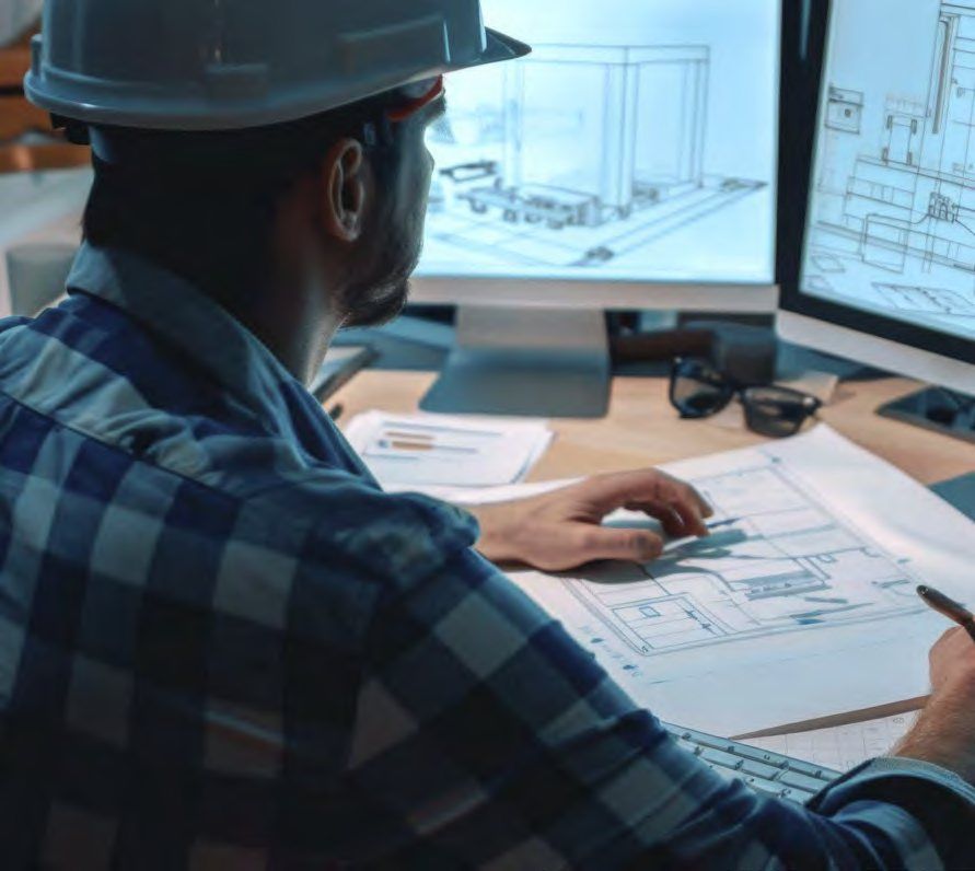 Technicien DAO travaillant sur un plan